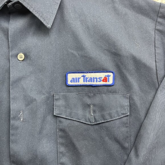 Vintage Air Transat Canada Employee Button Up Shirt Uniform Men Sz L Navy Blue * - Picture 7 of 16